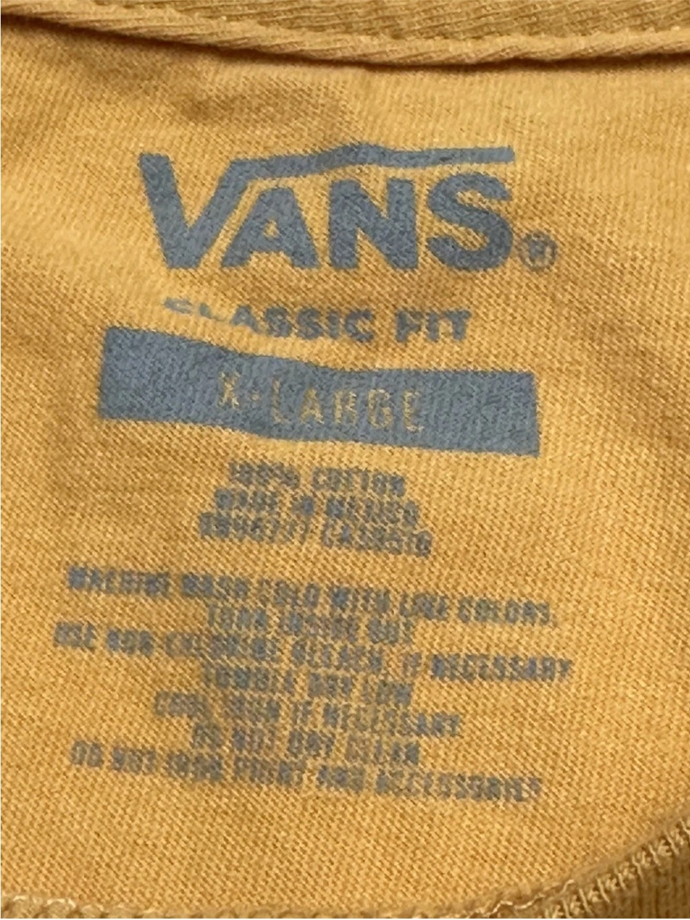 Vans Men T-Shirt Skull Vase Flower Yin Yang Peace Smiley Cotton Mustard XL - Picture 4 of 7